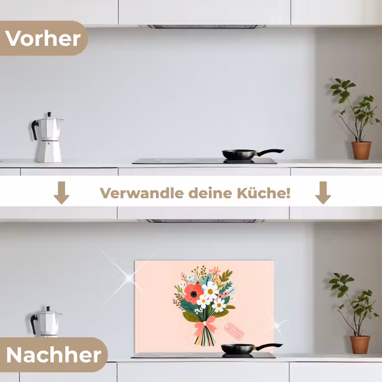 Boeket - Strikje - Kaartje - Quote keuken achterwand spatscherm klein -voor_na_DE