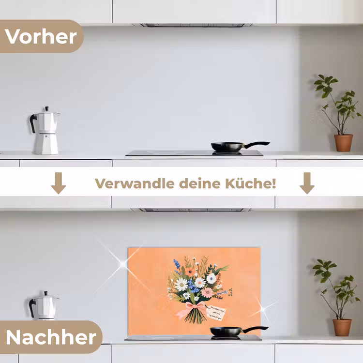 Boeket - Strikje - Quote keuken achterwand spatscherm klein -voor_na_DE