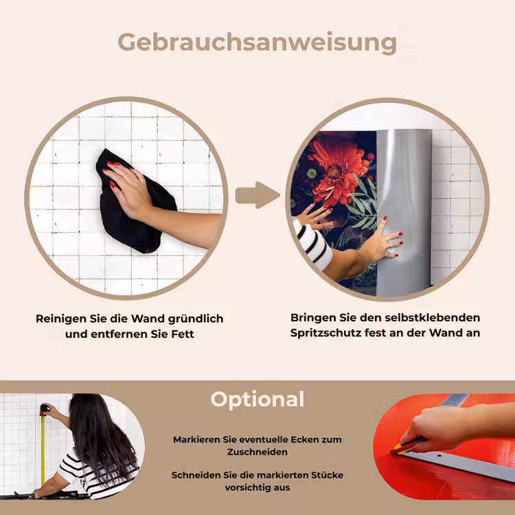 Boeket - Stilleven - Bloemen - Planten - Rood keuken achterwand spatscherm klein -gebruiksaanwijzing_DE