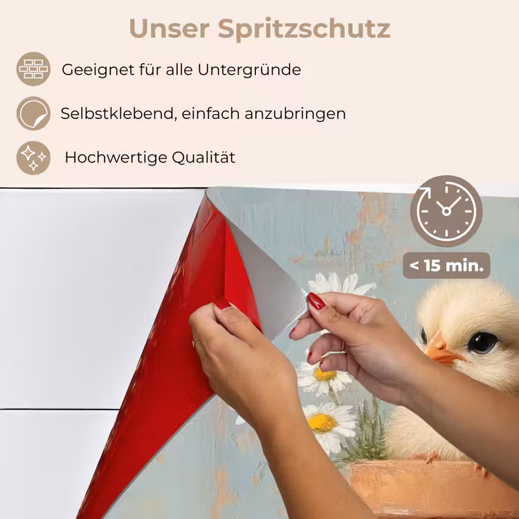 Bloempot - Kuiken - Bloemetjes keuken achterwand spatscherm klein -spatscherm_DE