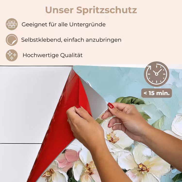 Bloesem - Bladeren - Lichtblauw keuken achterwand spatscherm klein -spatscherm_DE