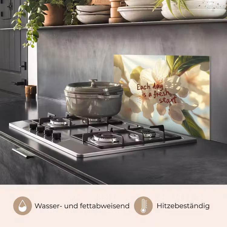 Bloesems - Zonlicht - Quote - Wit keuken achterwand spatscherm klein -usp_DE