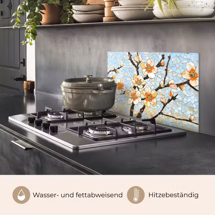 Bloesems - Wit - Mozaïek - Tak keuken achterwand spatscherm klein -usp_DE