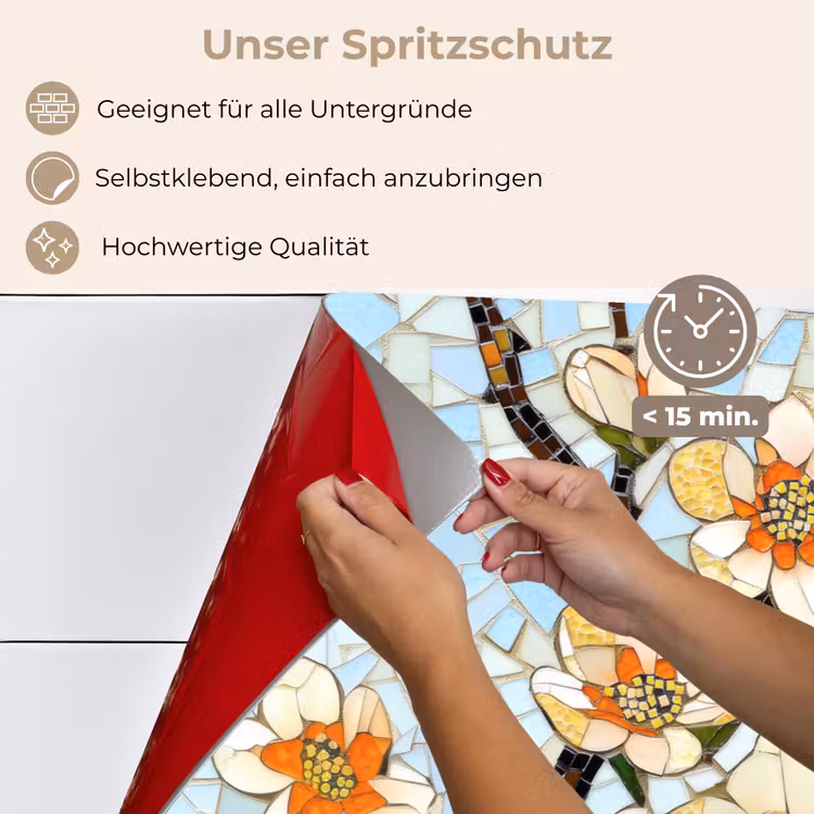 Bloesems - Wit - Mozaïek - Tak keuken achterwand spatscherm klein -spatscherm_DE
