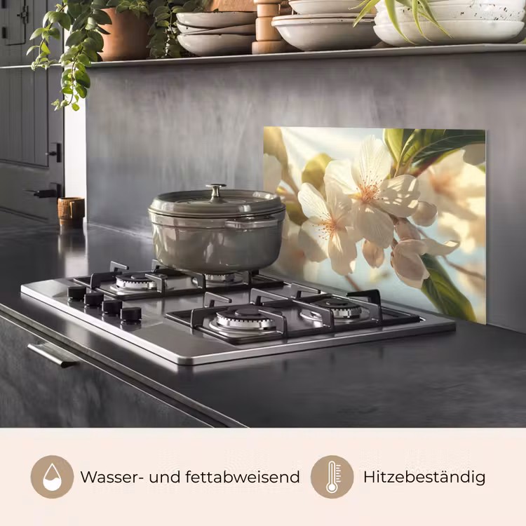 Bloesems - Wit - Zonnestralen - Bloemblaadjes keuken achterwand spatscherm klein -usp_DE
