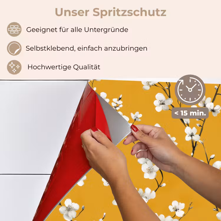 Bloesemtak - Aquarel - Geel keuken achterwand spatscherm klein 900 -spatscherm_DE