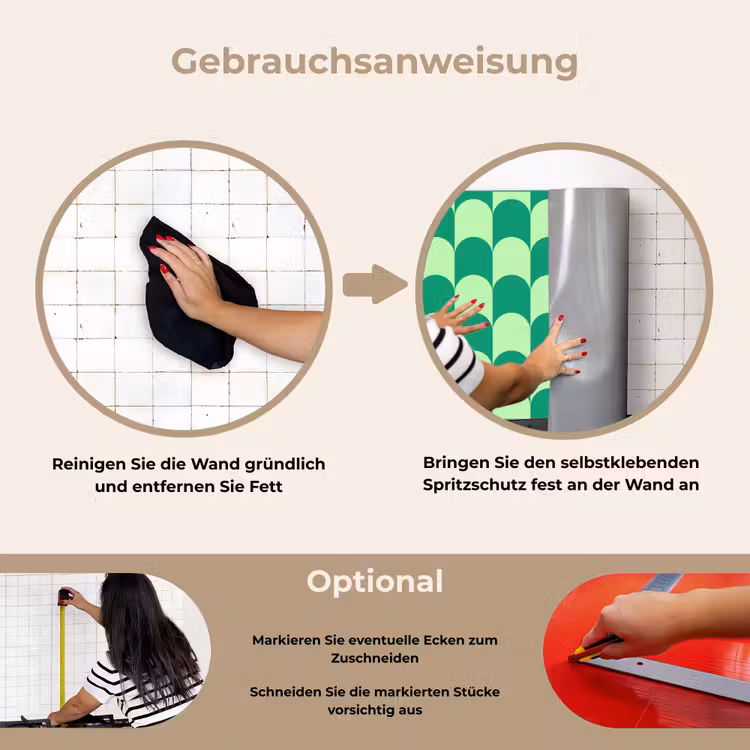 Bogen - Groen - Gestapeld keuken achterwand spatscherm klein 900 -gebruiksaanwijzing_DE
