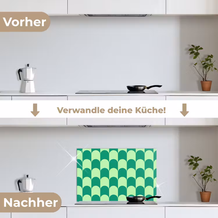 Bogen - Groen - Gestapeld keuken achterwand spatscherm klein 900 -voor_na_DE