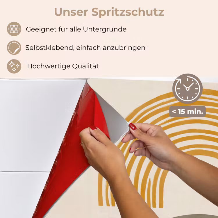 Bogen - Lijnen - Oranje - Minimalistisch keuken achterwand spatscherm klein -spatscherm_DE