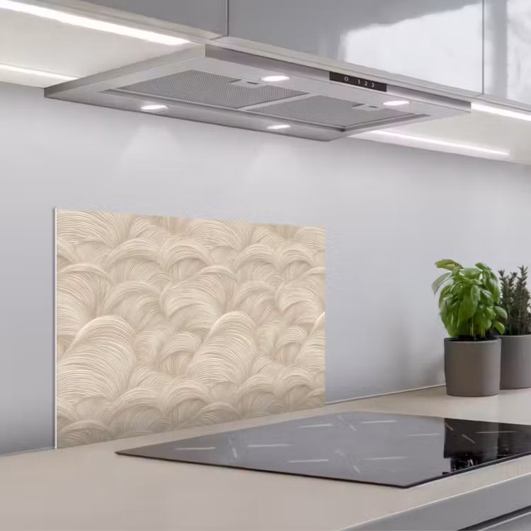 Bogen - Patroon - Beige keuken achterwand spatscherm klein 900 -3d_schuin