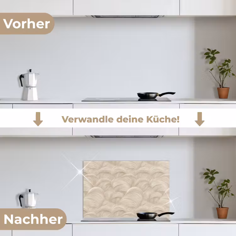 Bogen - Patroon - Beige keuken achterwand spatscherm klein 900 -voor_na_DE