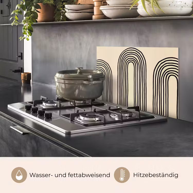 Boogvormen - Zwart - Strak keuken achterwand spatscherm klein -usp_DE