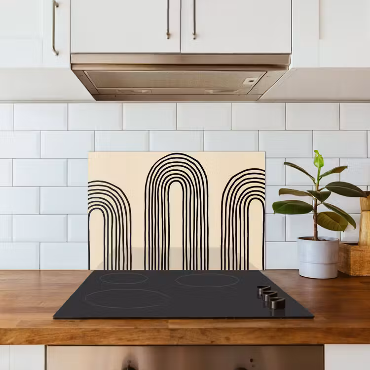 Boogvormen - Zwart - Strak keuken achterwand spatscherm klein -sfeer2