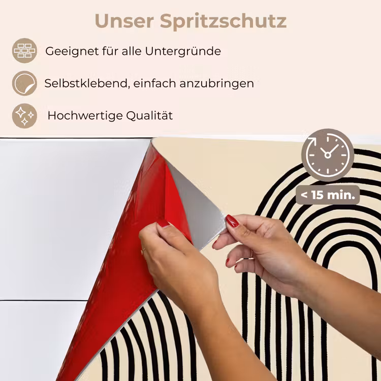 Boogvormen - Zwart - Strak keuken achterwand spatscherm klein -spatscherm_DE