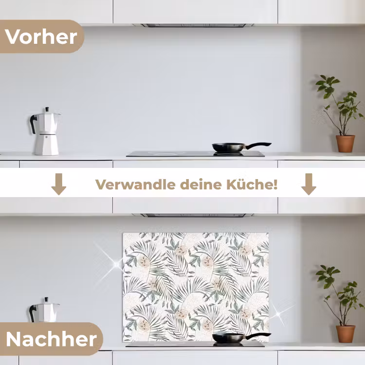 Boho - Jungle - Bloemen - Bladeren keuken achterwand spatscherm middel -voor_na_DE