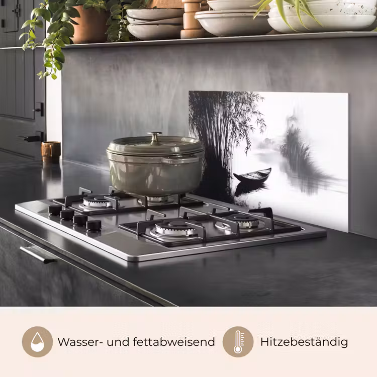 Boot - Rivier - Bamboe - Wit keuken achterwand spatscherm klein -usp_DE