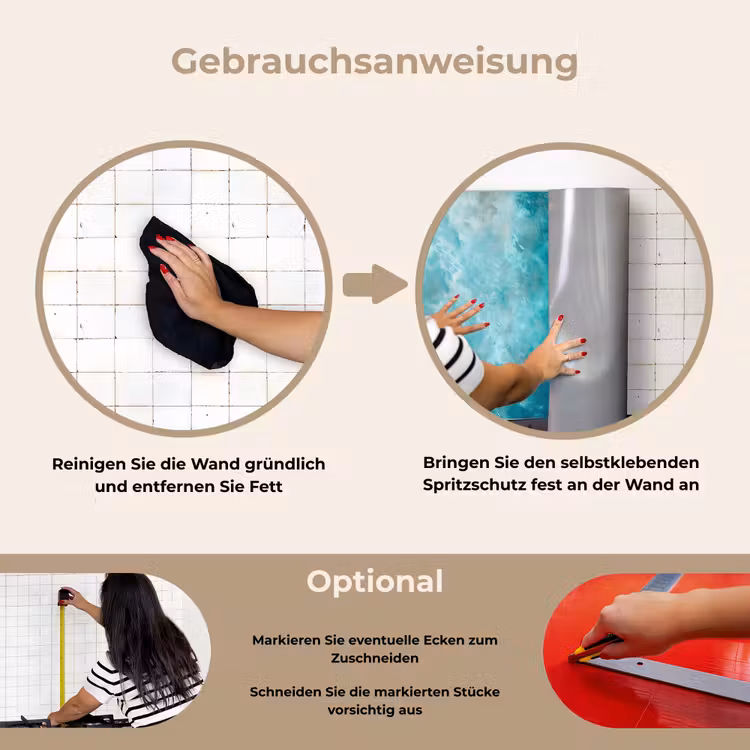 Bootje - Water - Blauw keuken achterwand spatscherm klein -gebruiksaanwijzing_DE