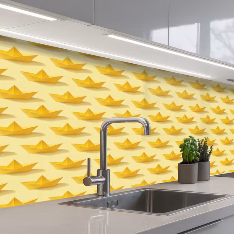 Bootjes - Origami - Creatief - Geel keuken achterwand 2 middel 871 -3d_schuin