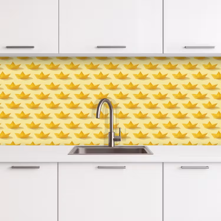 Bootjes - Origami - Creatief - Geel keuken achterwand 2 middel 871 -3d
