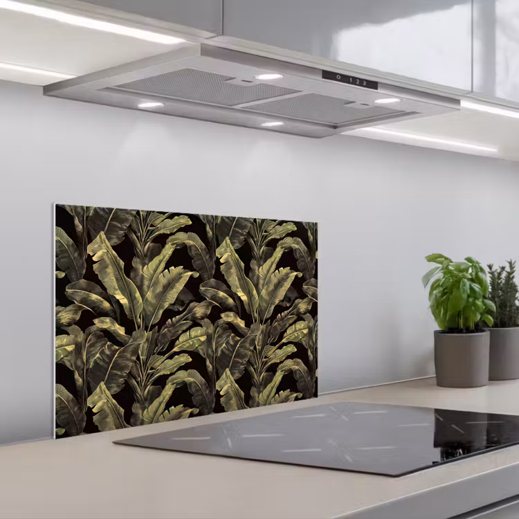 Botanisch - Bladeren - Groen keuken achterwand spatscherm klein 900 -3d_schuin