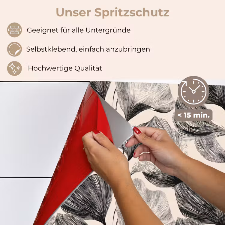Botanisch - Bladeren - Zwart keuken achterwand spatscherm klein 900 -spatscherm_DE