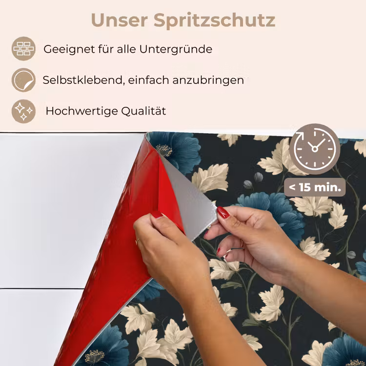 Botanisch - Bloemen - Blauw keuken achterwand spatscherm klein 900 -spatscherm_DE
