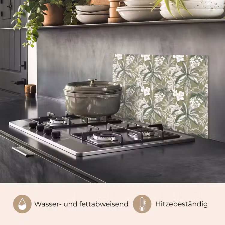 Botanisch - Bloemen - Groen keuken achterwand spatscherm klein 900 -usp_DE