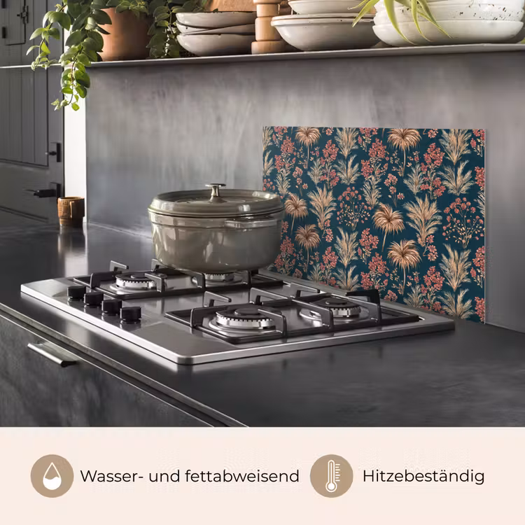 Botanisch - Patroon - Blauw keuken achterwand spatscherm klein 900 -usp_DE