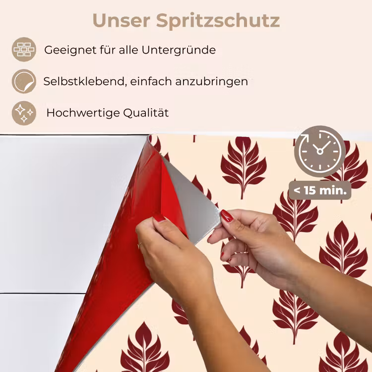 Botanisch - Patroon - Bordeaux keuken achterwand spatscherm klein 900 -spatscherm_DE