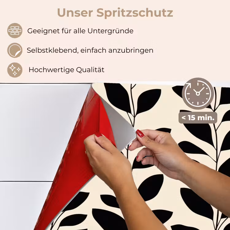 Botanisch - Dessin - Zwart - Beige keuken achterwand spatscherm klein 900 -spatscherm_DE