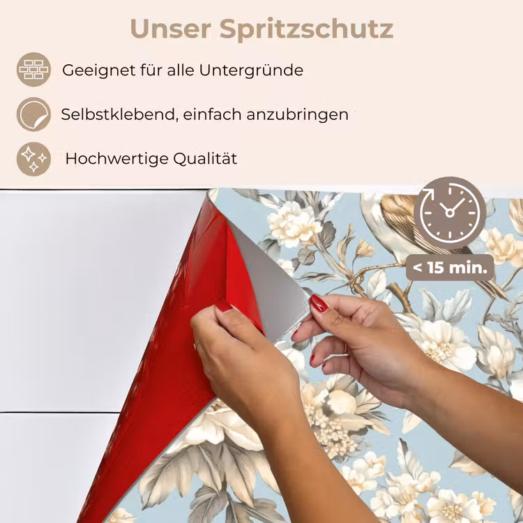 Botanisch - Zangvogel - Blauw keuken achterwand spatscherm klein 900 -spatscherm_DE