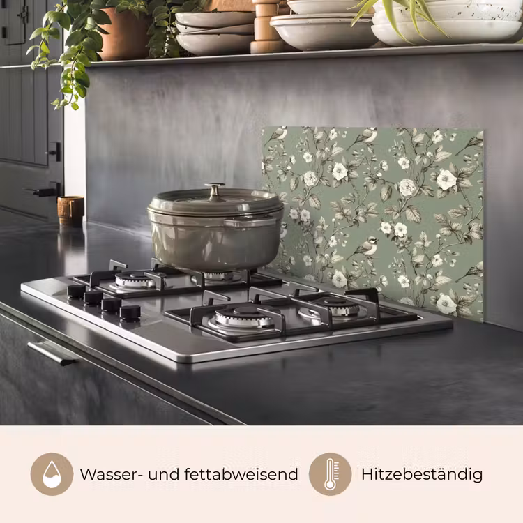 Botanisch - Vogels - Groen keuken achterwand spatscherm klein 900 -usp_DE