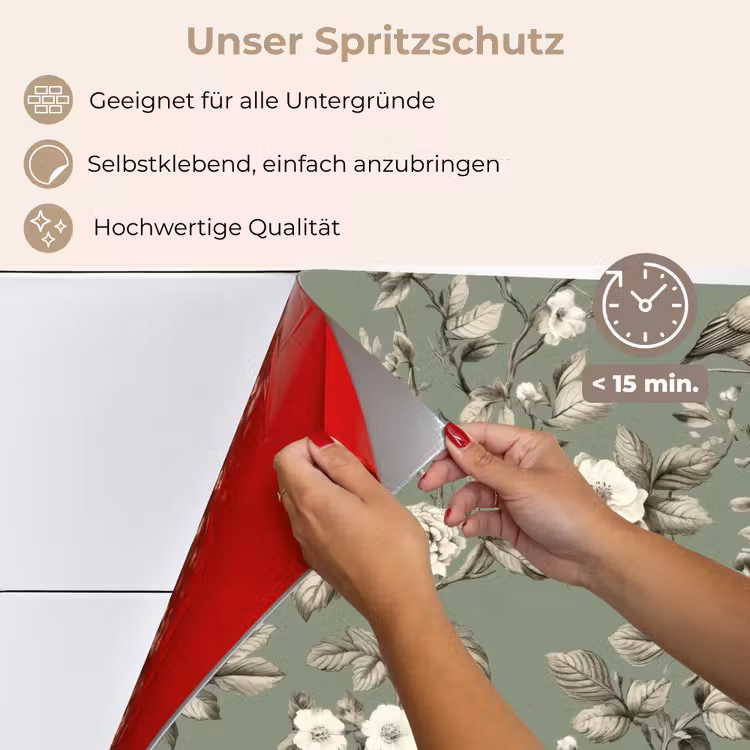 Botanisch - Vogels - Groen keuken achterwand spatscherm klein 900 -spatscherm_DE