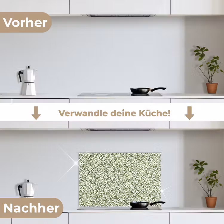 Botanisch - Takken - Groen keuken achterwand spatscherm klein 900 -voor_na_DE