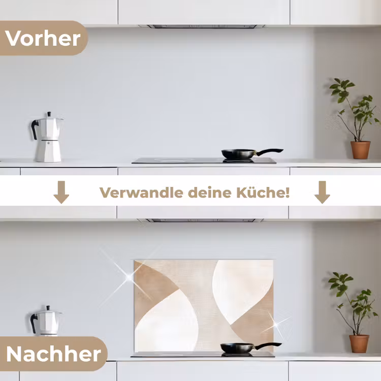 Bruin - Japandi - Abstract keuken achterwand spatscherm klein -voor_na_DE