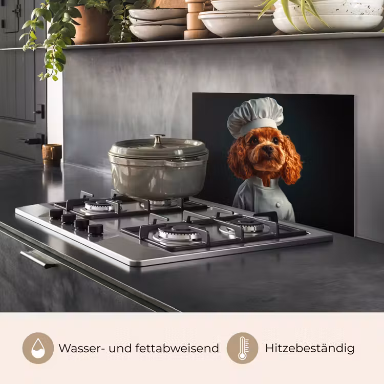Bruin - Kok - Hondje keuken achterwand spatscherm klein -usp_DE