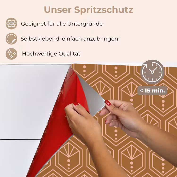 Bruin - Roze - Geometrisch - Patroon keuken achterwand spatscherm klein 900 -spatscherm_DE