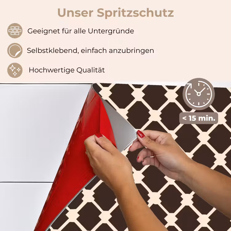 Bruin - Ruitpatroon - Geometrisch keuken achterwand spatscherm klein 900 -spatscherm_DE