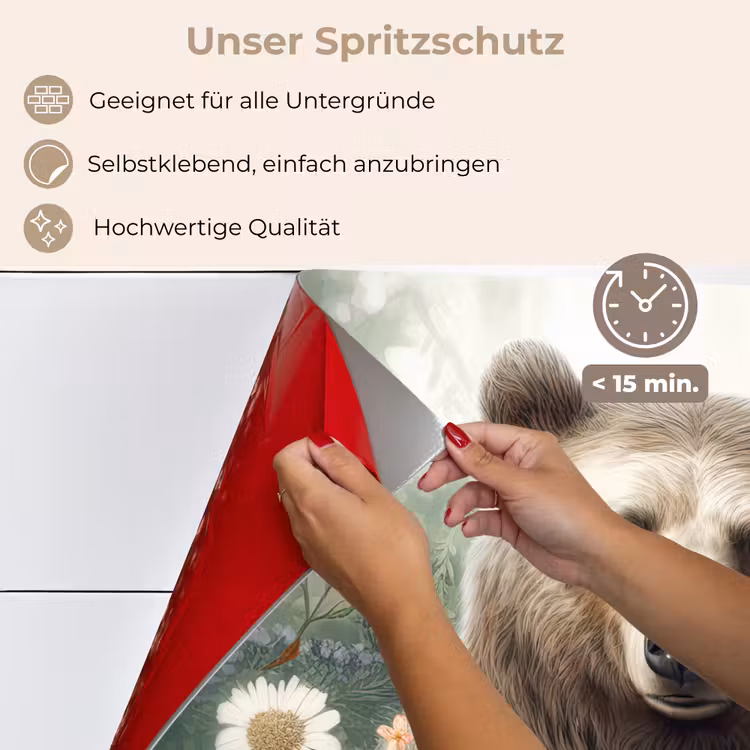 Bruine beer - Wilde dieren - Bloemen - Planten keuken achterwand spatscherm klein -spatscherm_DE