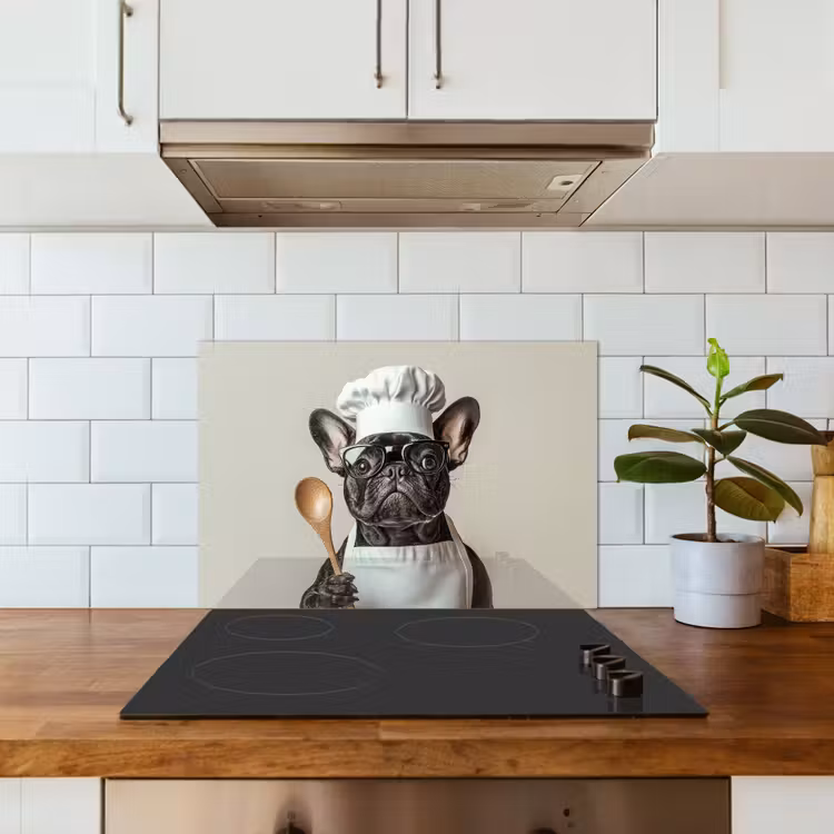 Bril - Hond - Kok keuken achterwand spatscherm klein -sfeer2