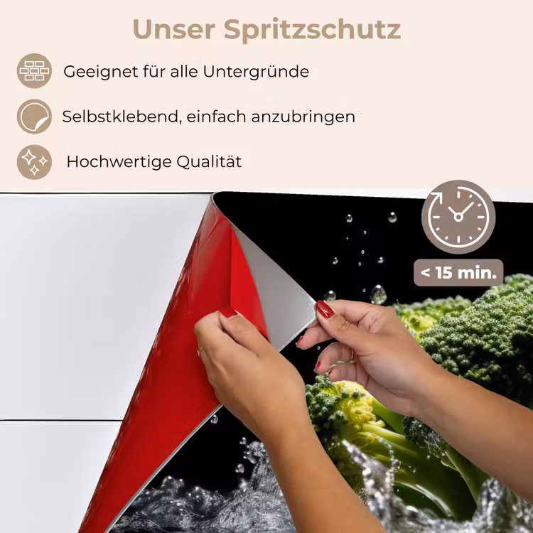 Broccoli - Groen - Water - Zwart keuken achterwand spatscherm klein -spatscherm_DE