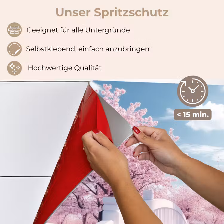 Brug - Kersenbomen - Wit keuken achterwand spatscherm klein -spatscherm_DE