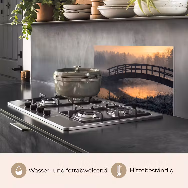Brug - Mist - Bomen - Water keuken achterwand spatscherm klein -usp_DE