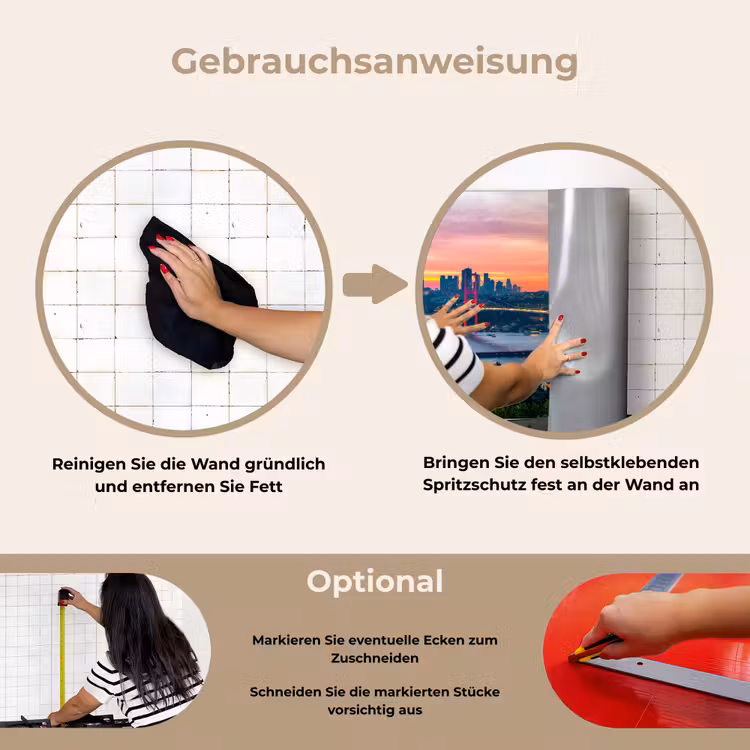 Brug - Rood - Skyline - Water keuken achterwand spatscherm klein -gebruiksaanwijzing_DE