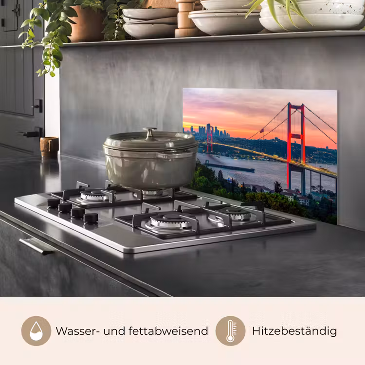 Brug - Rood - Skyline - Water keuken achterwand spatscherm klein -usp_DE