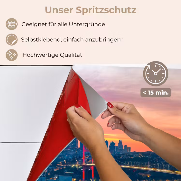 Brug - Rood - Skyline - Water keuken achterwand spatscherm klein -spatscherm_DE