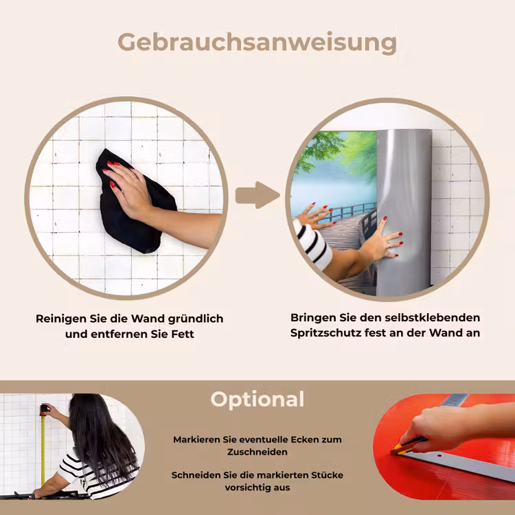 Brug - Water - Rivier - Bos keuken achterwand spatscherm klein -gebruiksaanwijzing_DE