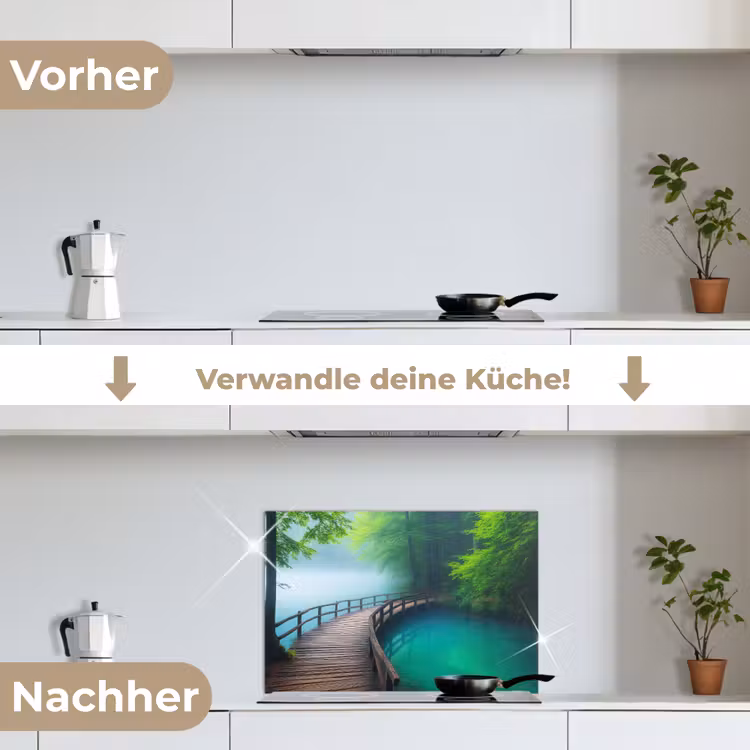 Brug - Water - Rivier - Bos keuken achterwand spatscherm klein -voor_na_DE