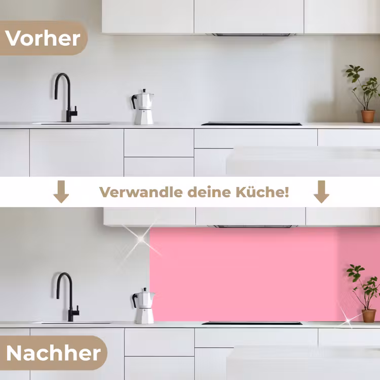 Bubblegum - Pink - Roze keuken achterwand 2 middel 871 -voor-na_DE