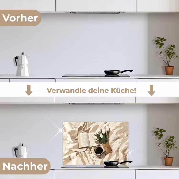 Boek - Illustratie - Tulpen - Koffie keuken achterwand spatscherm klein -voor_na_DE